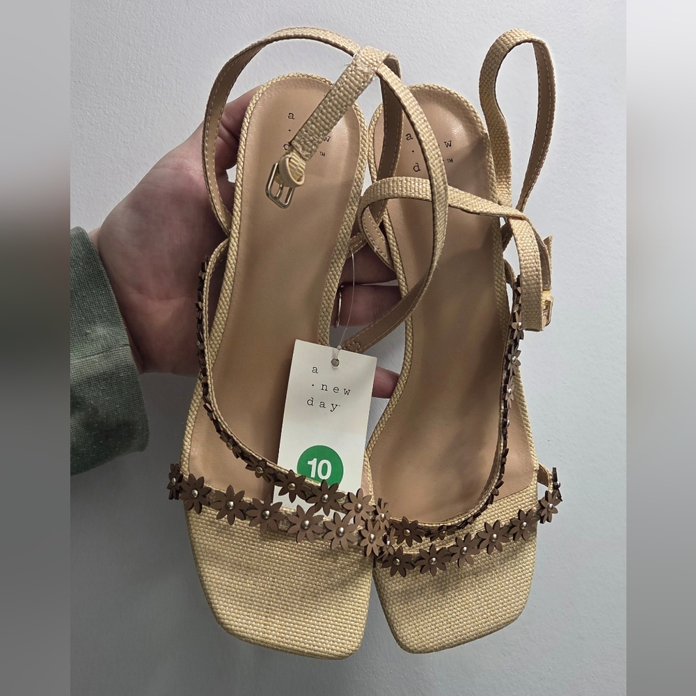 A New Day Tan Sandals with Fringe Detail and Slingback